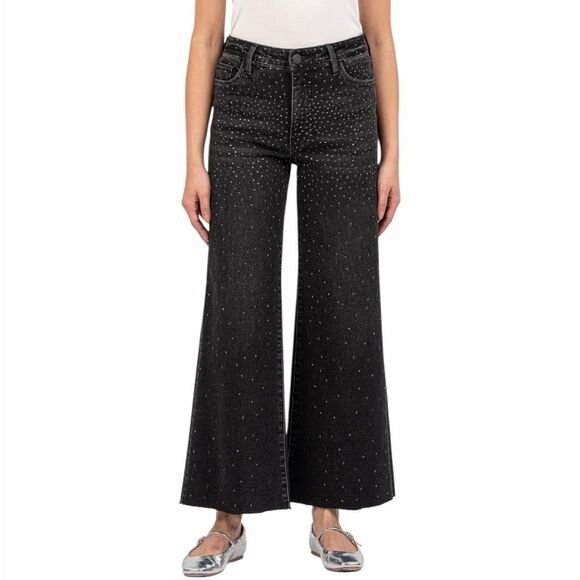 Kut from the Kloth Denim - KUT from The Kloth Meg High-Rise Fab Ab Wide Leg Raw Hem in Illuminated 10